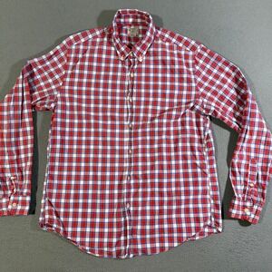 VTG J.Crew Lightweight Shirt Mens Large Tailored Fit Plaid Checkered Button Down
